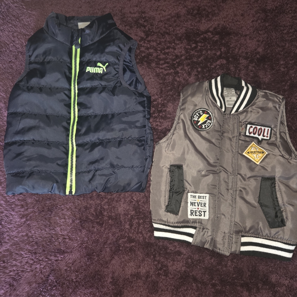 Puma Navy Vest with Bright Green Details And Grey Vest.